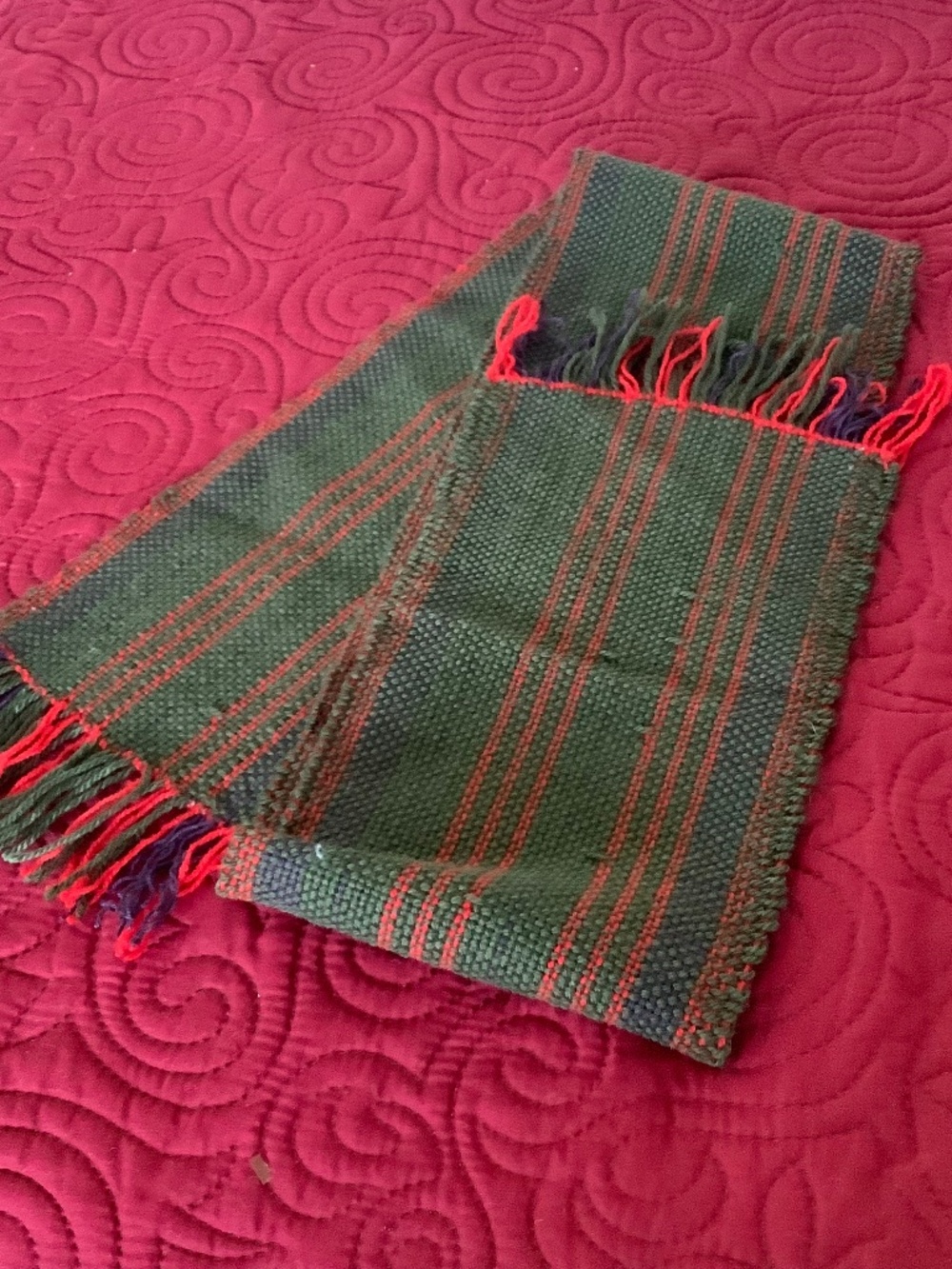 Hand loomed Handwoven 50 in X 8 in Runner / Scarf Fringe scarf Manually woven